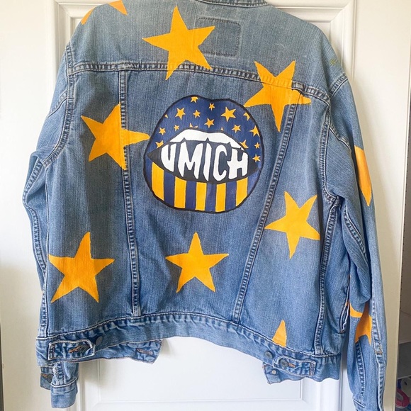 Levi's Other - Levi’s Customized Handpainted University of Michigan Jean Jacket Size Medium